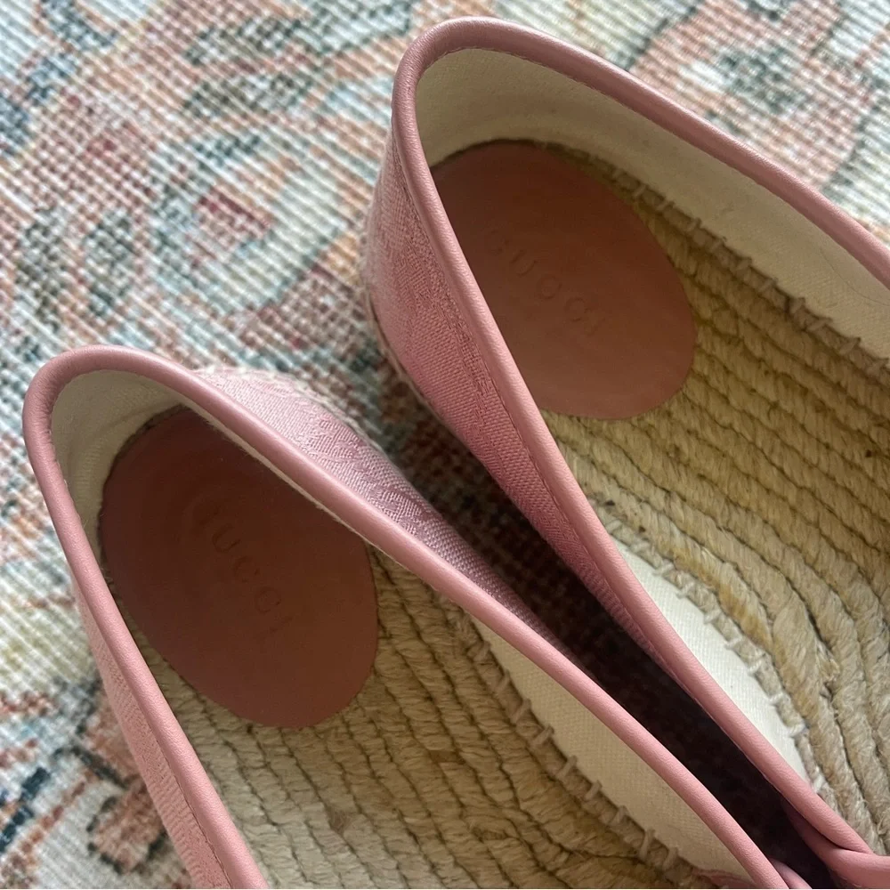 Gucci Pink‎ GG Logo Canvas Espadrilles